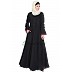 Umbrella abaya with embroidery patchwork- Black
